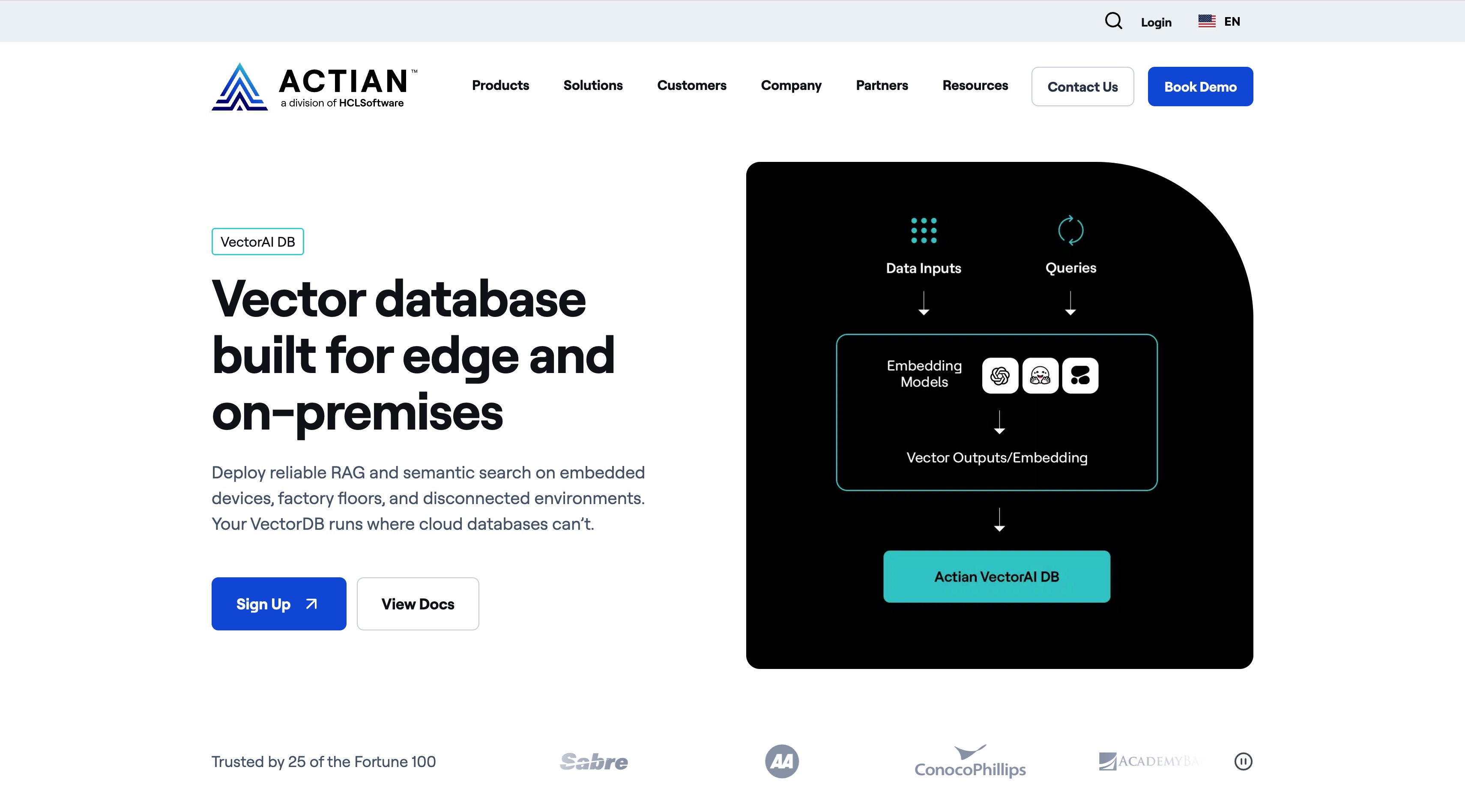 Actian VectorAI DB homepage screenshot