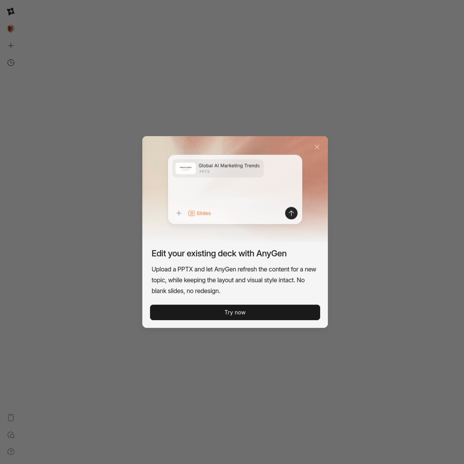 AnyGen 官网首屏截图