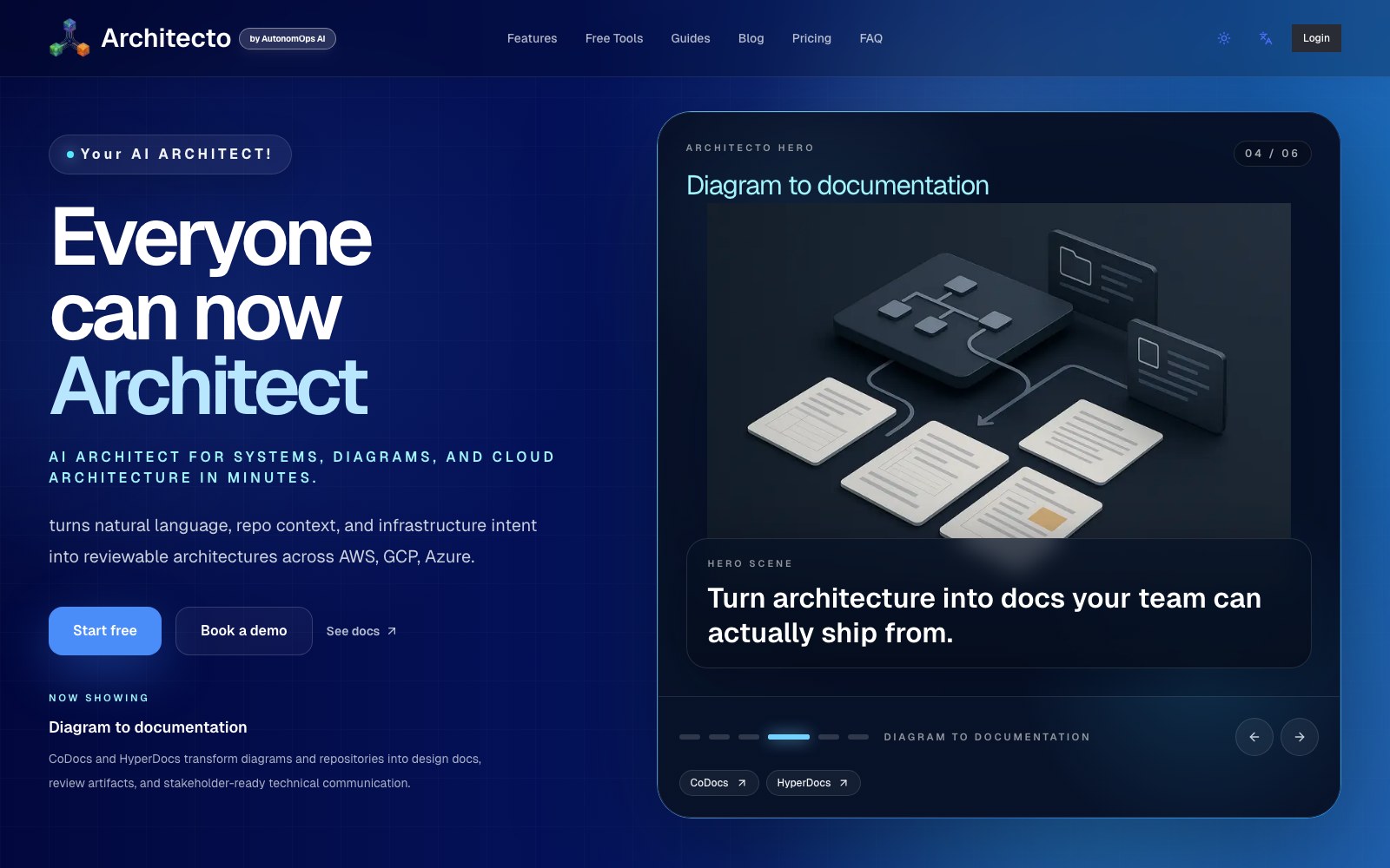 Capture de la page d'accueil de Architecto