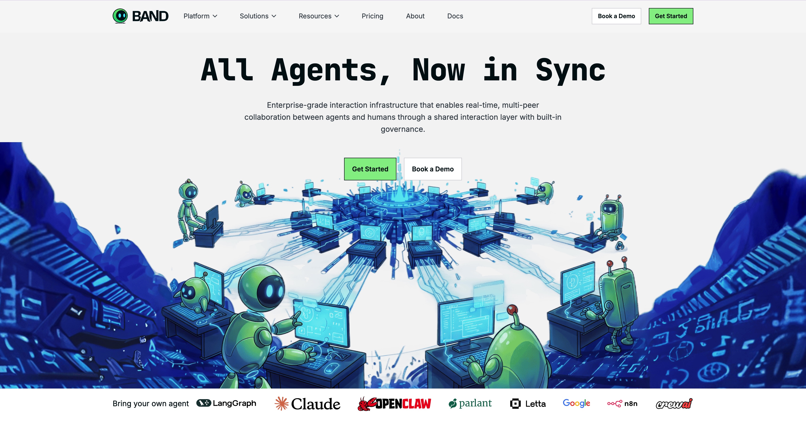 BAND ホームページのスクリーンショット