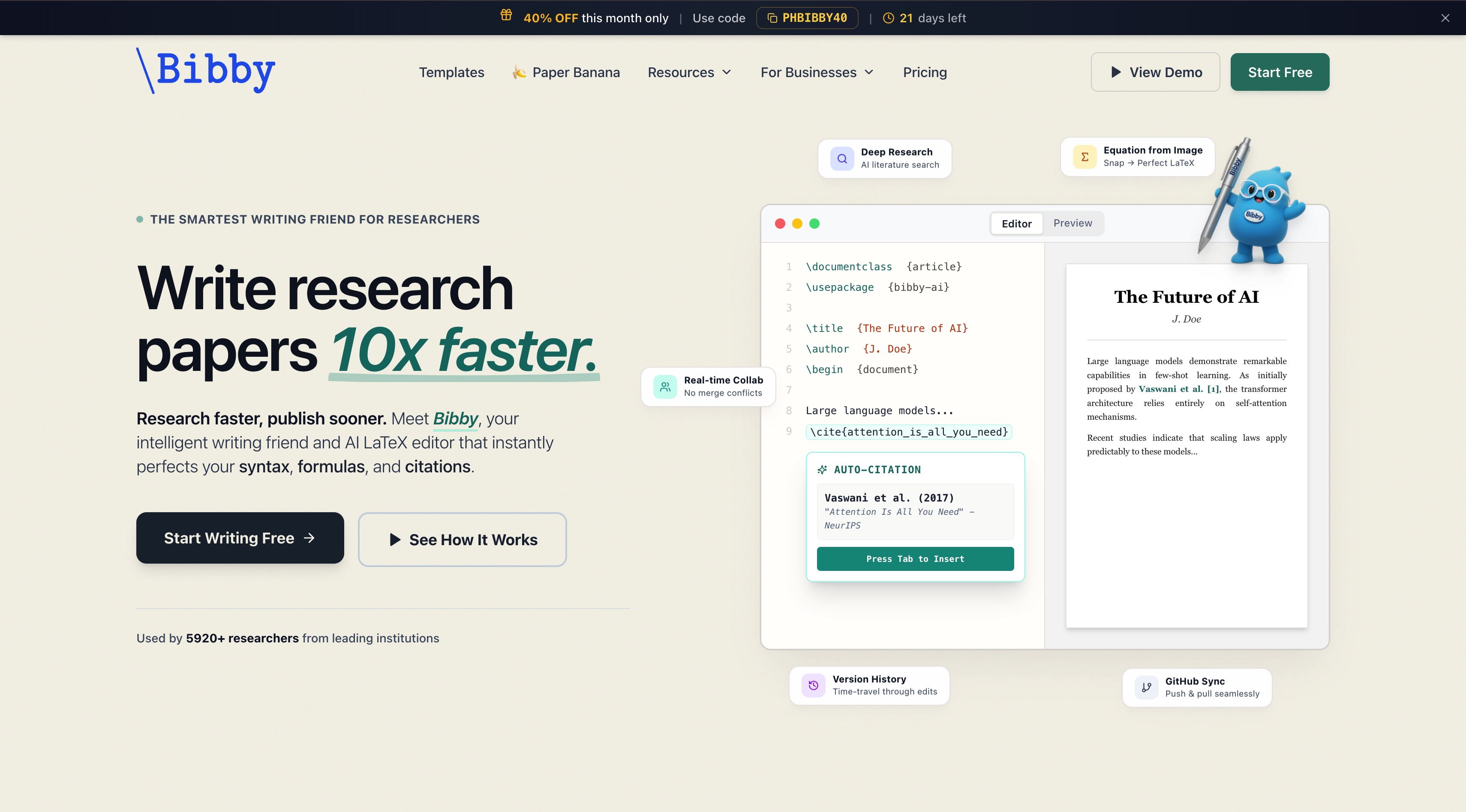 Bibby AI homepage screenshot