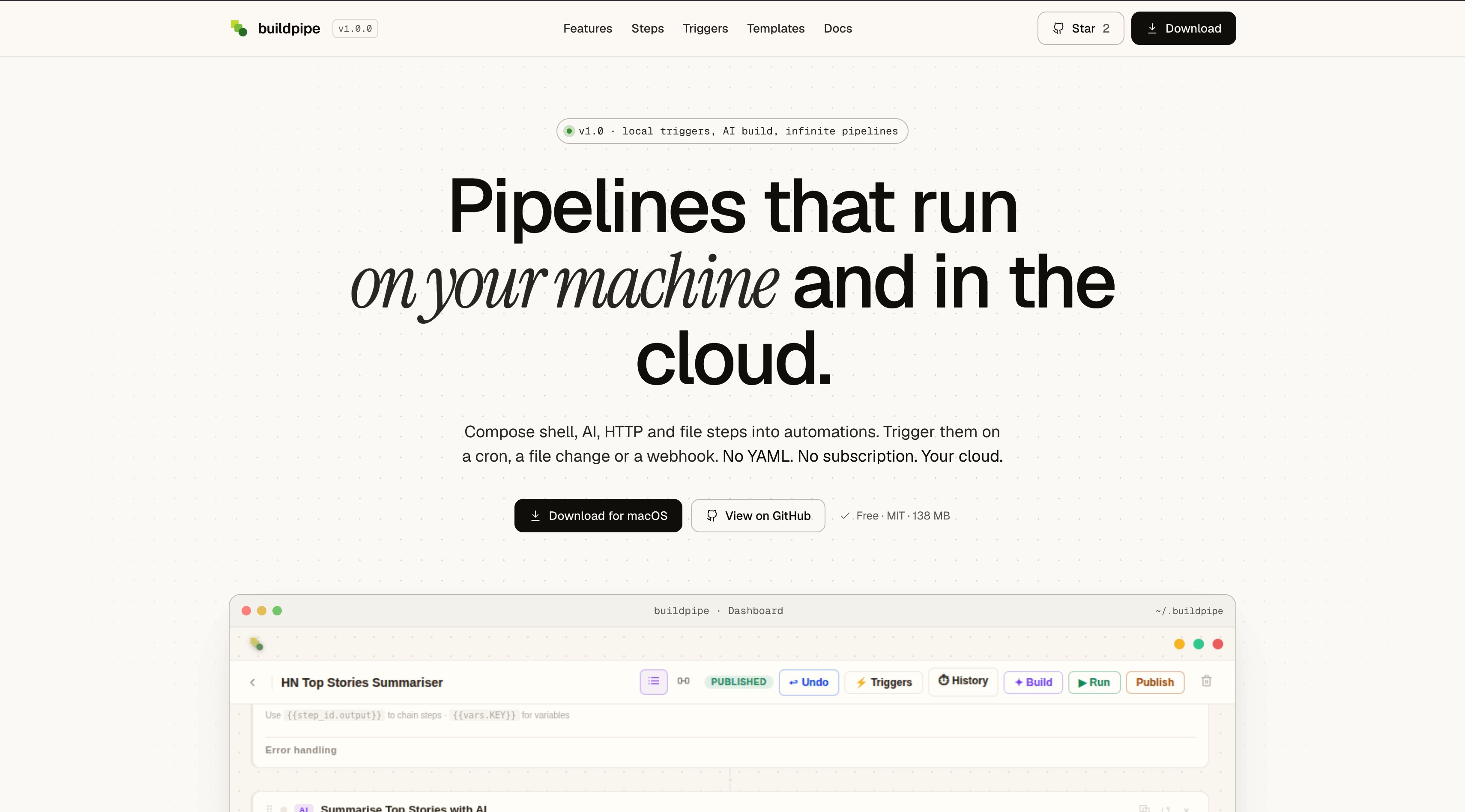 BuildPipe homepage screenshot