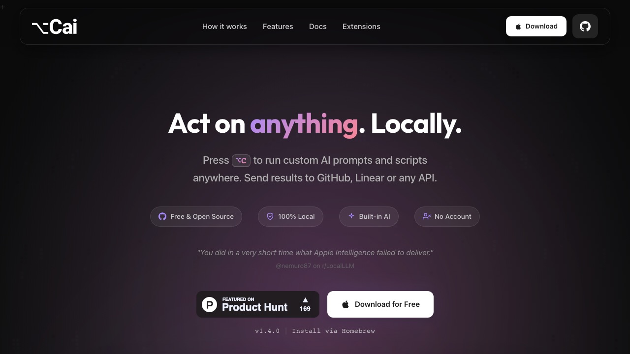 Cai ホームページのスクリーンショット