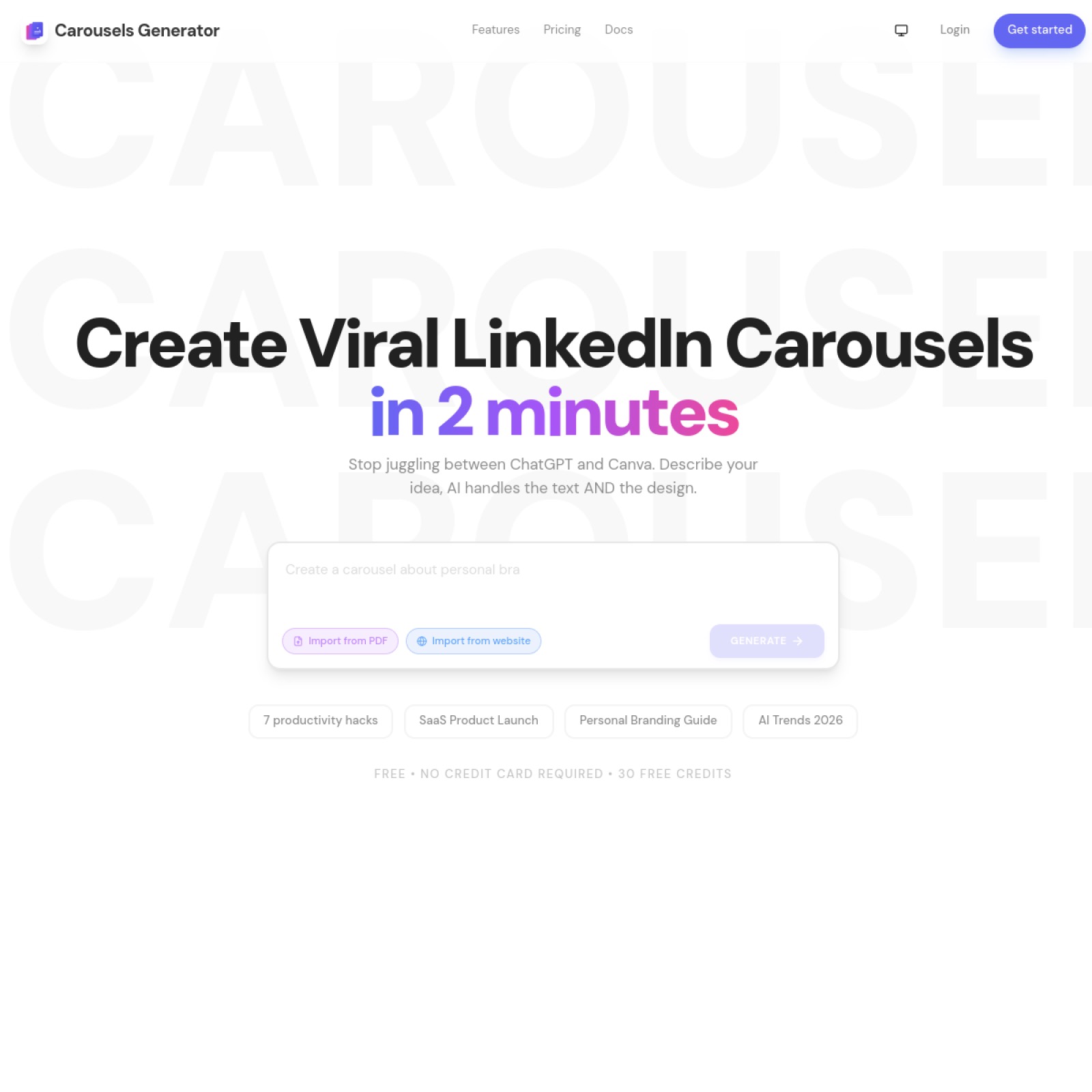 Carousels Generator 官网首屏截图