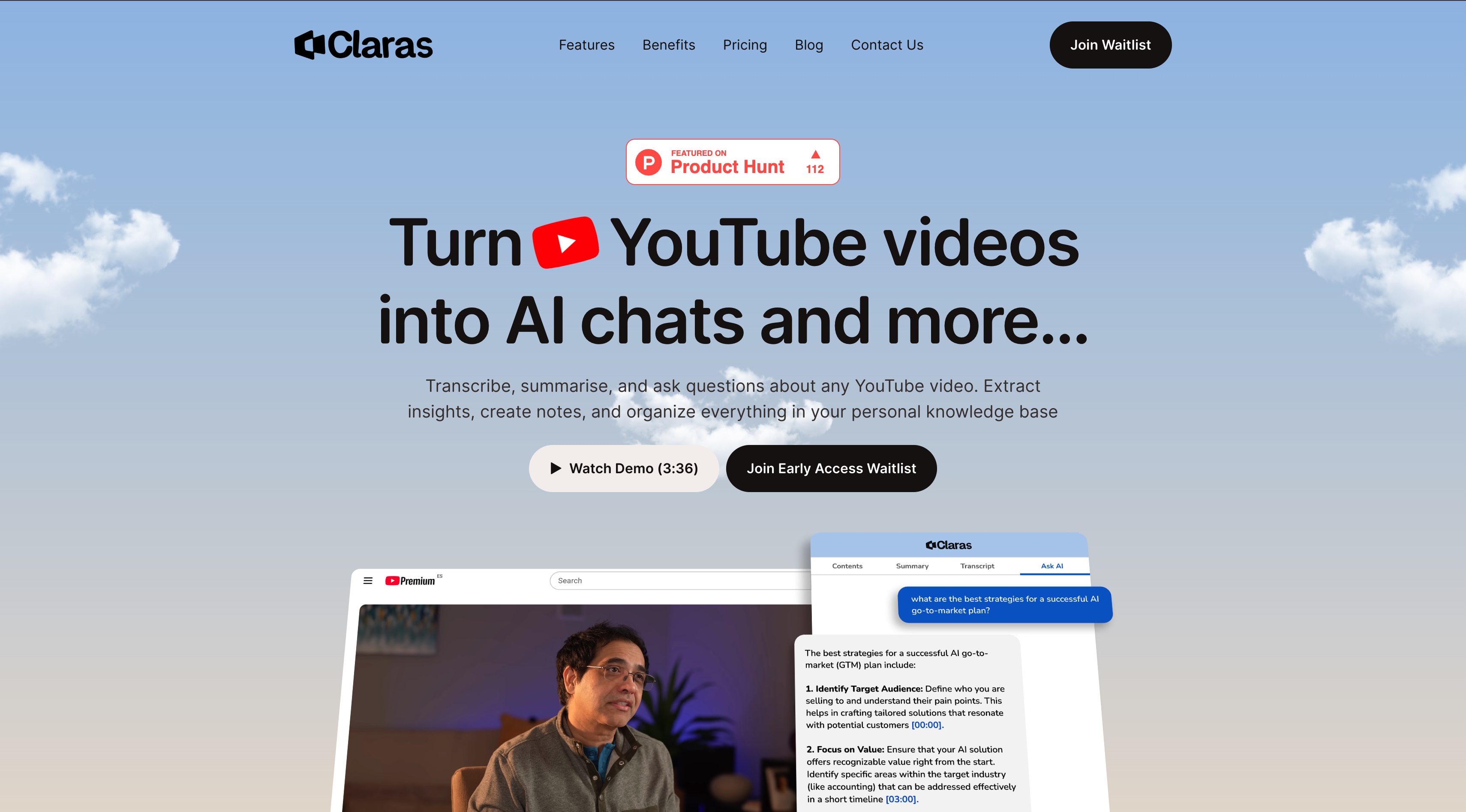 Claras 官网首屏截图