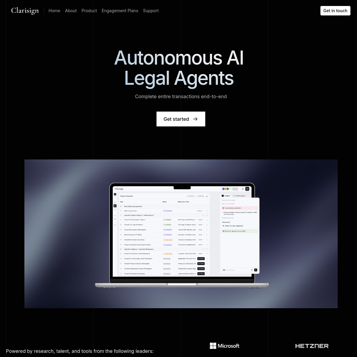 Clarisign 官网首屏截图
