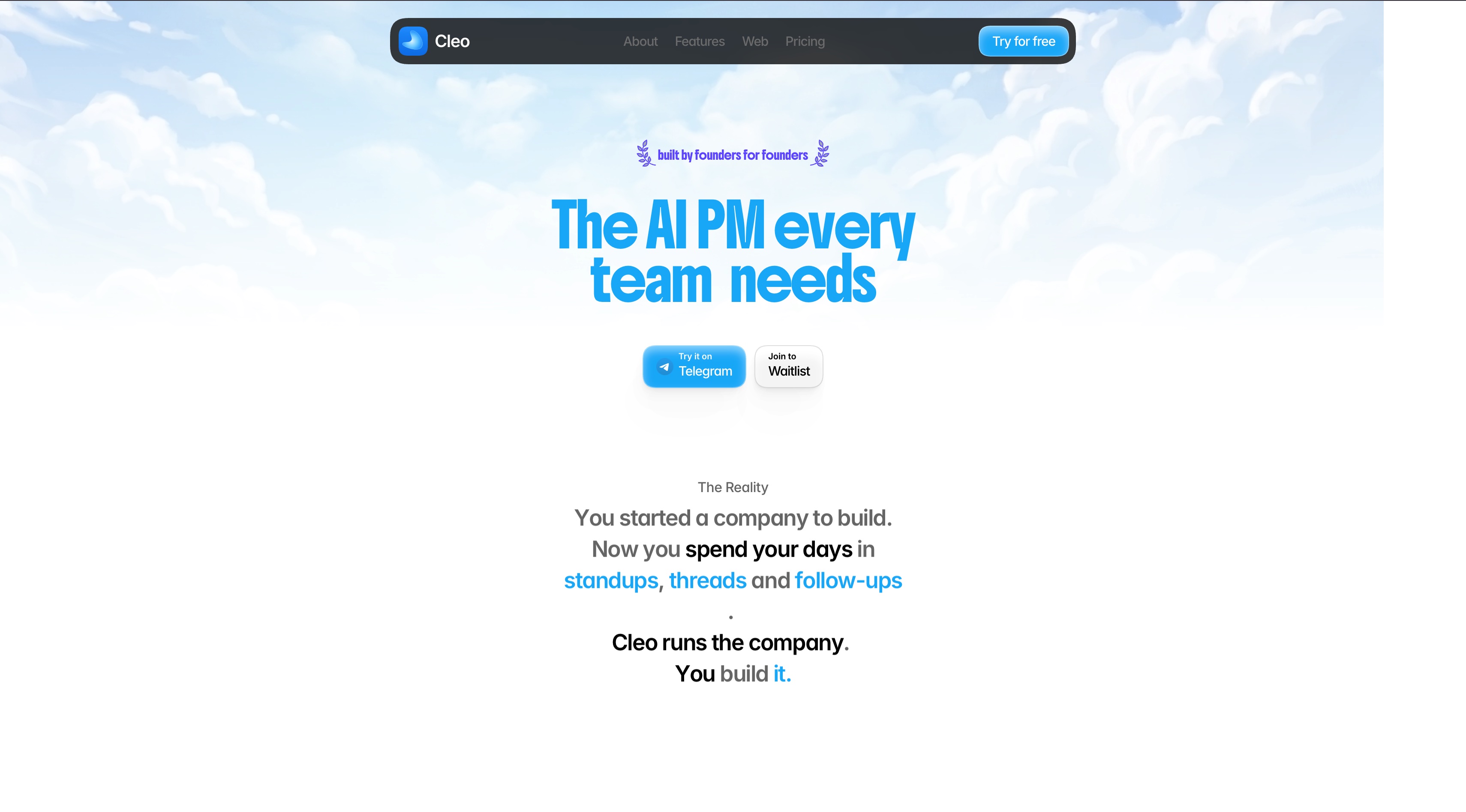 Cleo homepage screenshot