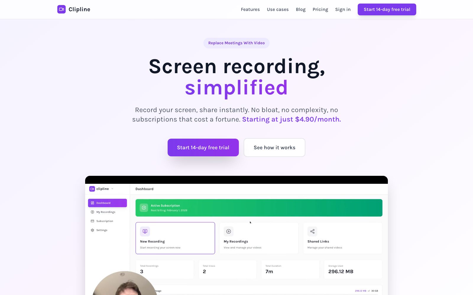 Clipline homepage screenshot