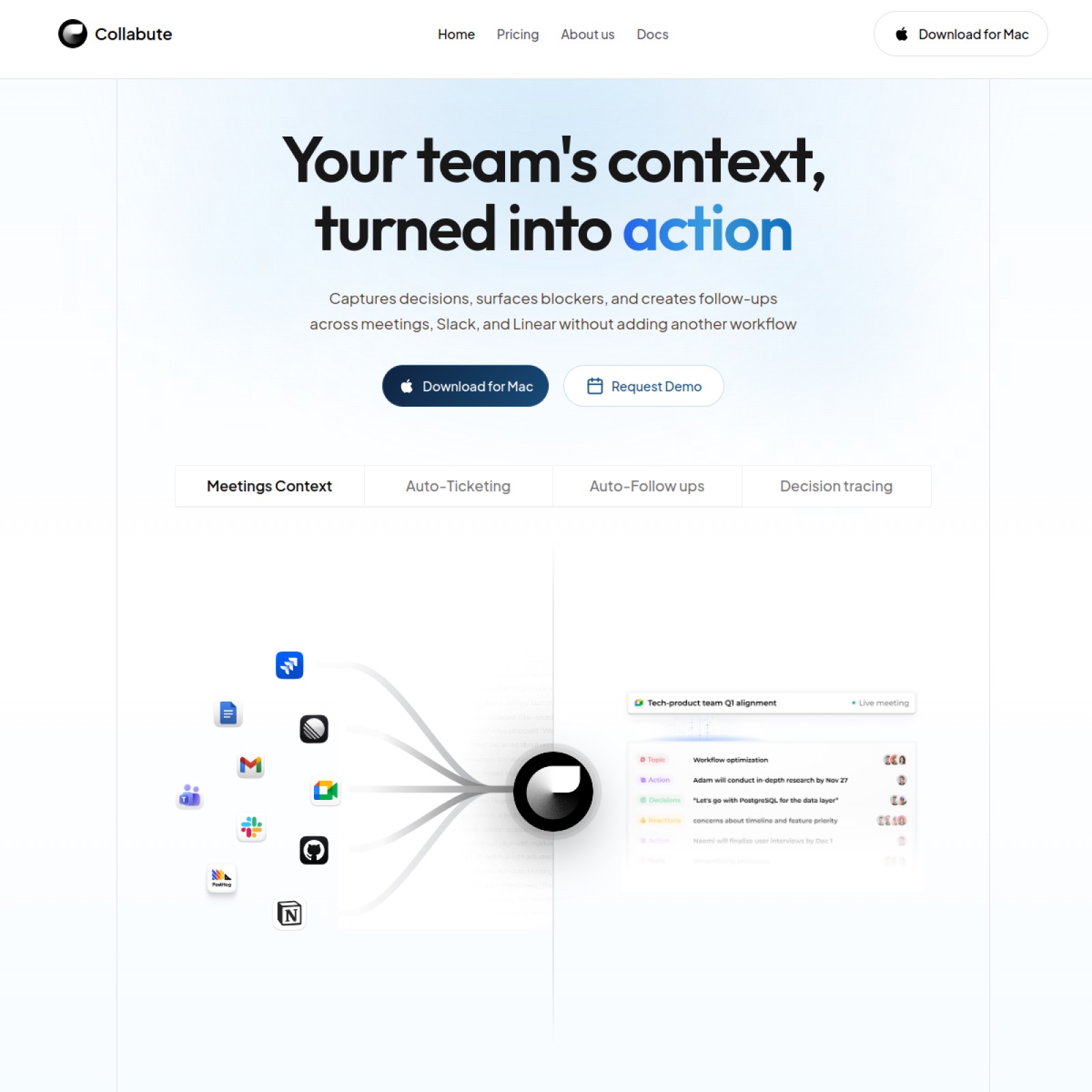Collabute ホームページのスクリーンショット