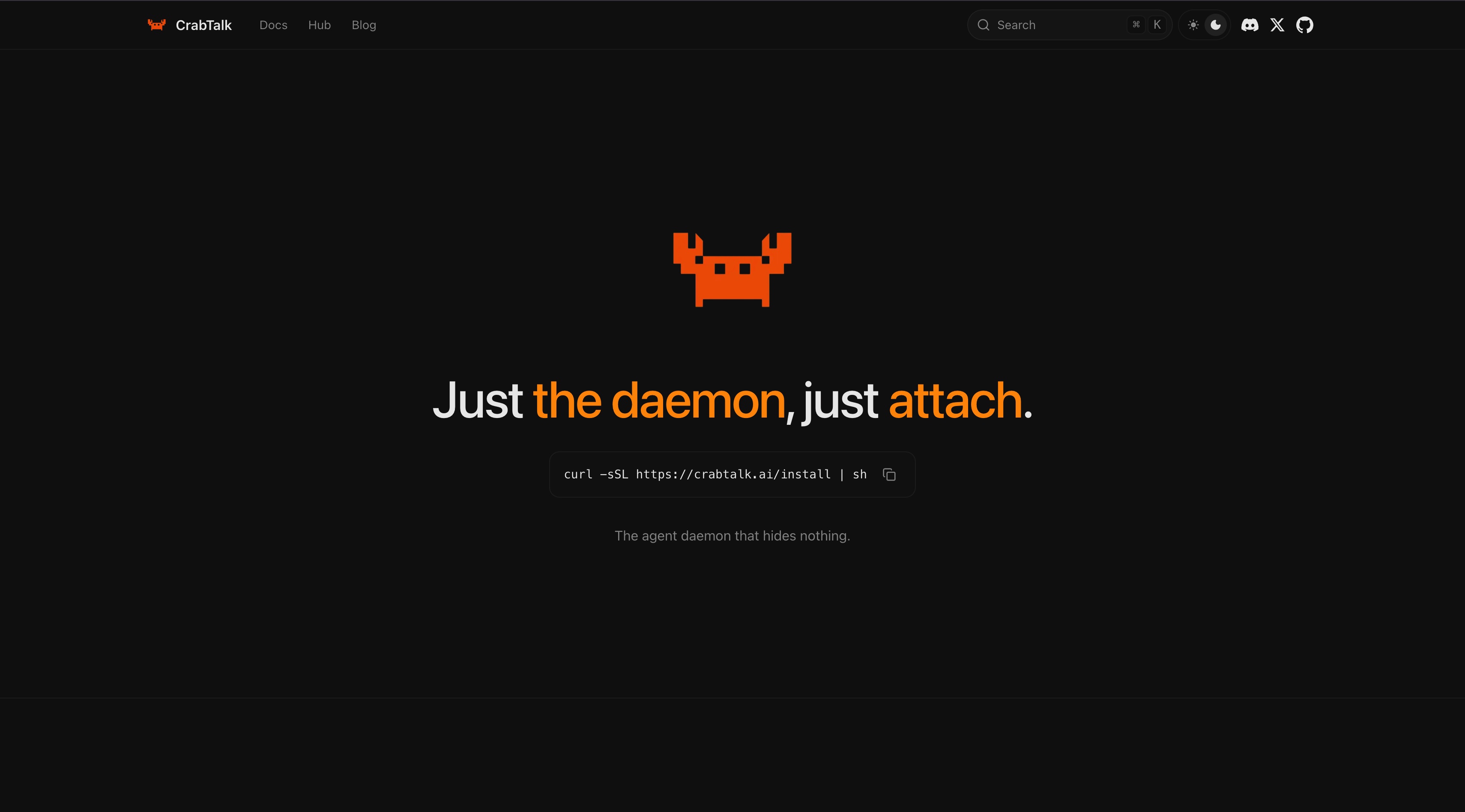 CrabTalk 官网首屏截图