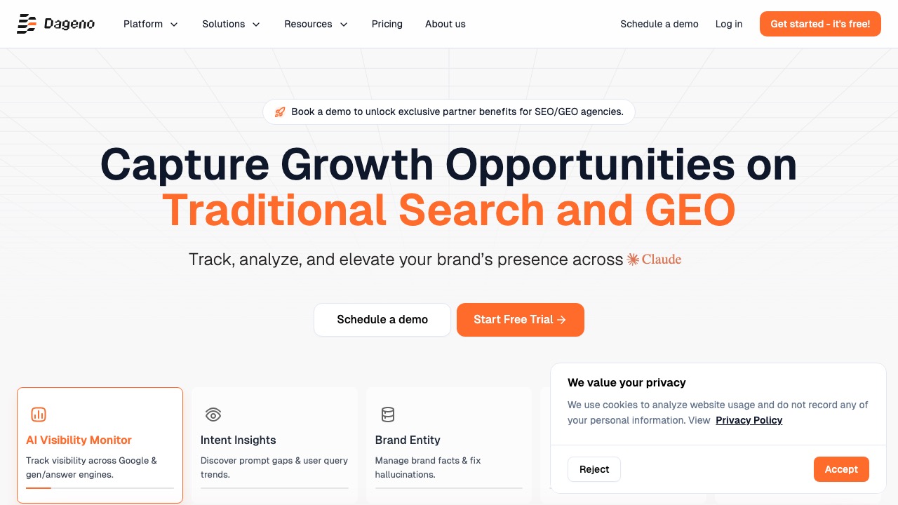 Dageno 홈페이지 스크린샷