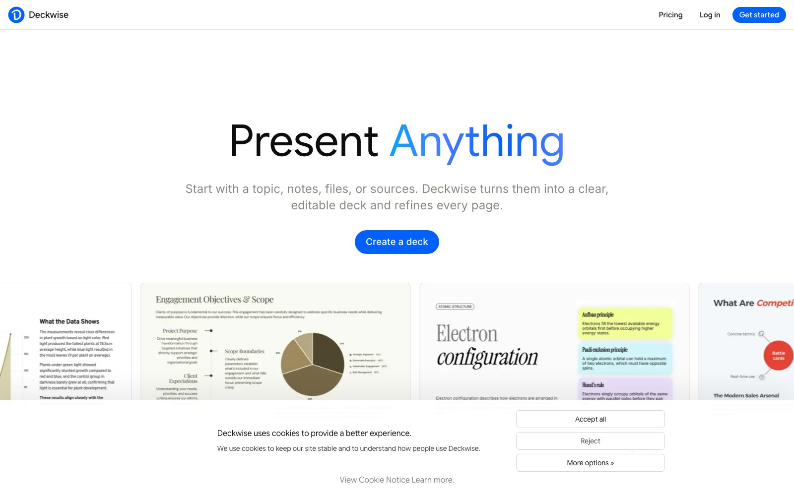 Deckwise homepage screenshot