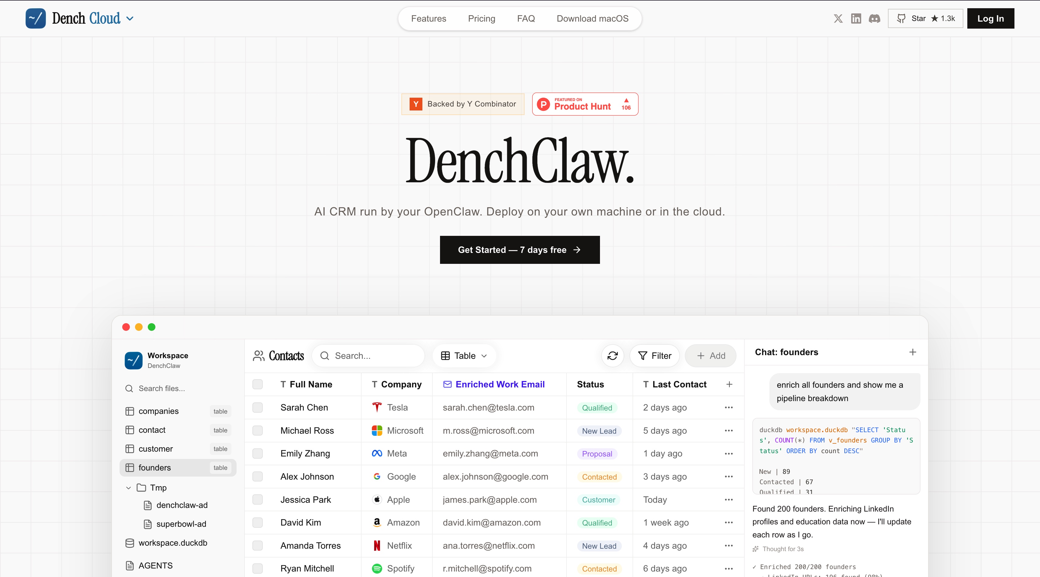 DenchClaw homepage screenshot