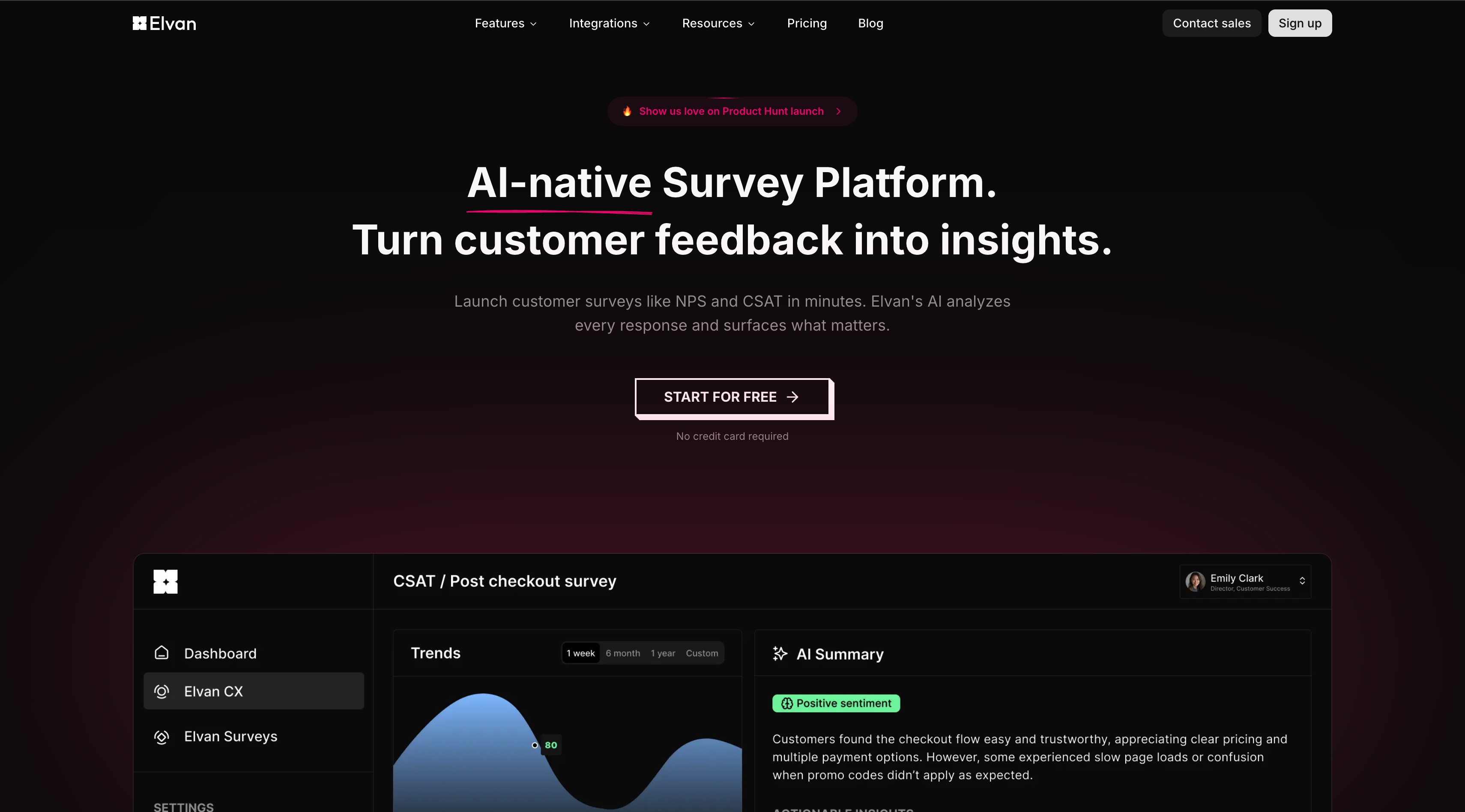 Elvan ホームページのスクリーンショット