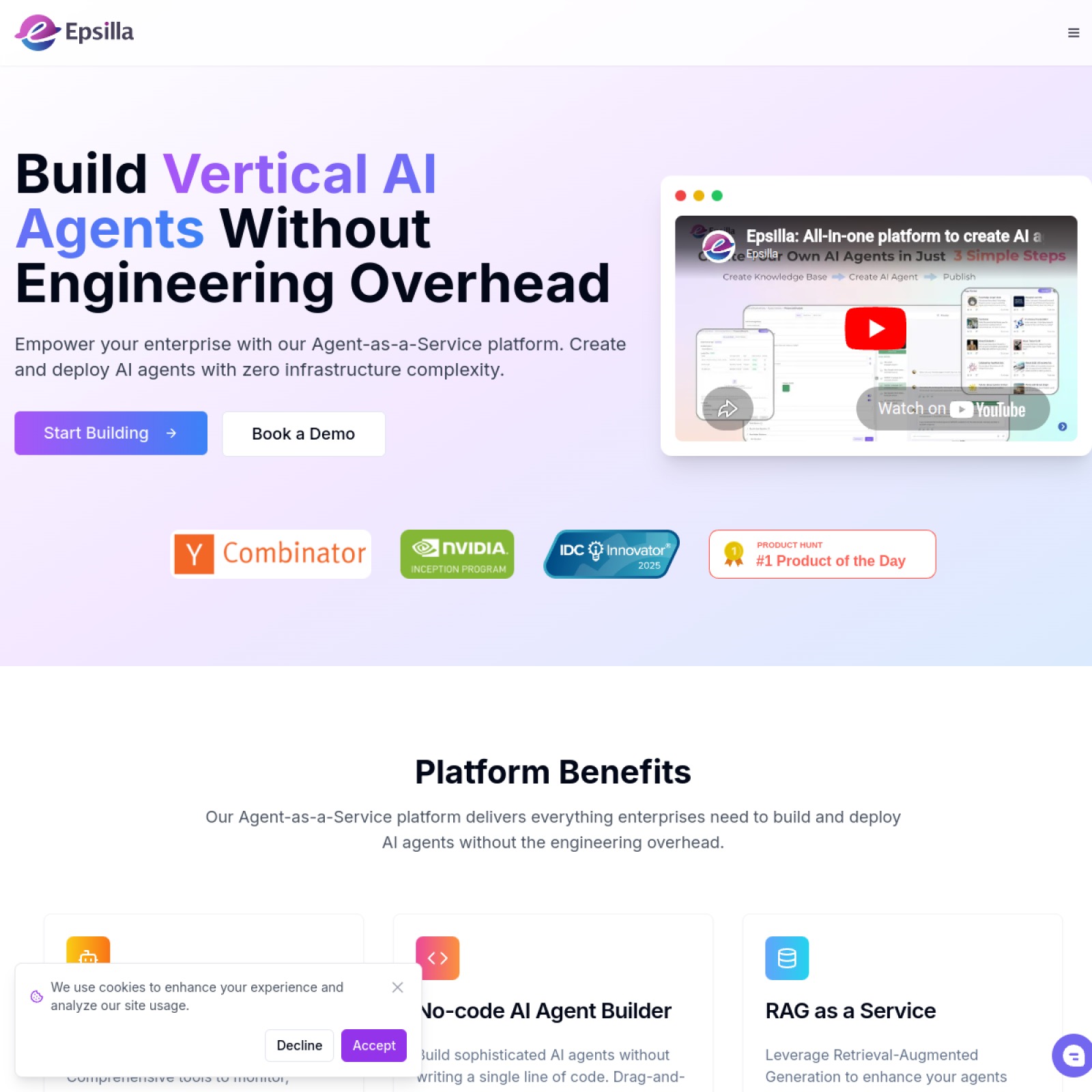 Epsilla 官网首屏截图