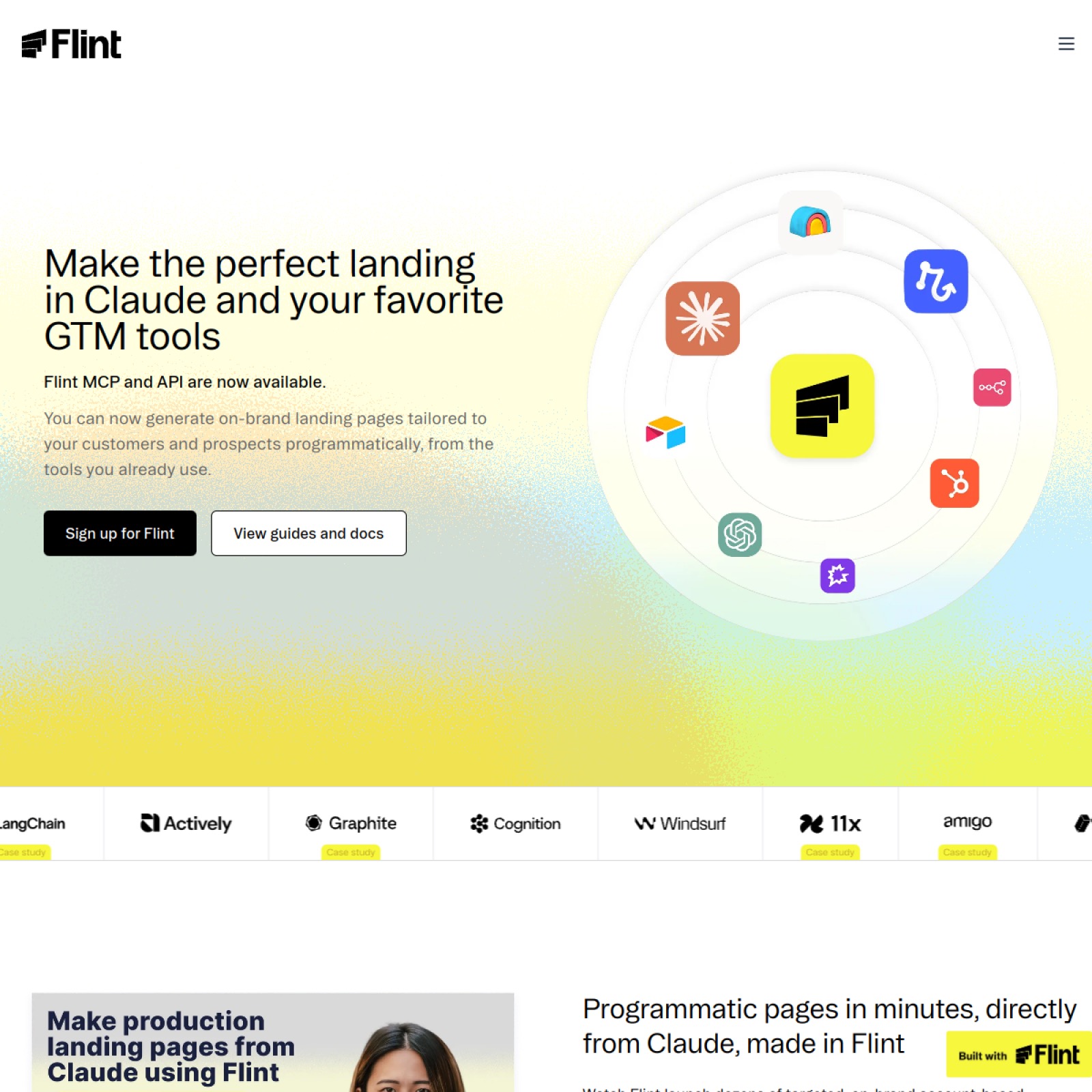 Flint API & MCP homepage screenshot