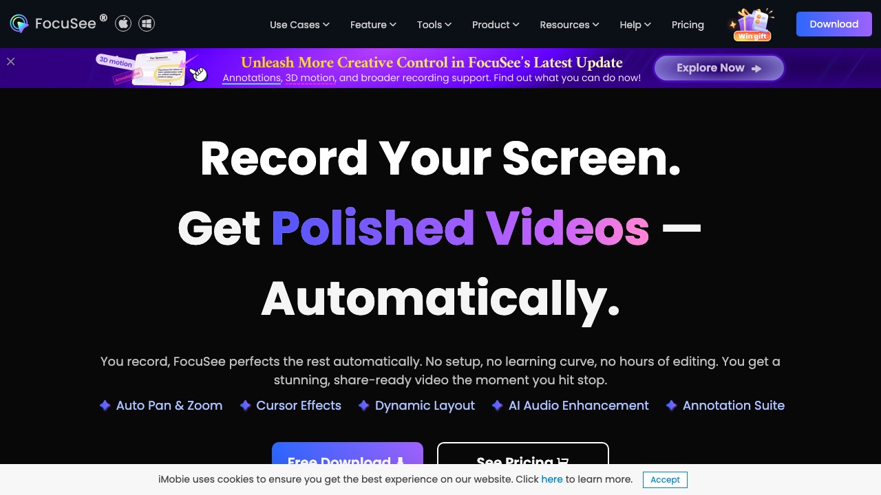 FocuSee ホームページのスクリーンショット
