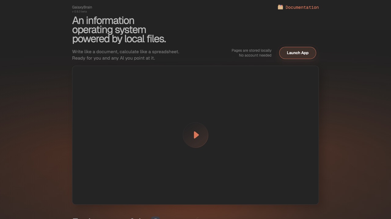 GalaxyBrain ホームページのスクリーンショット