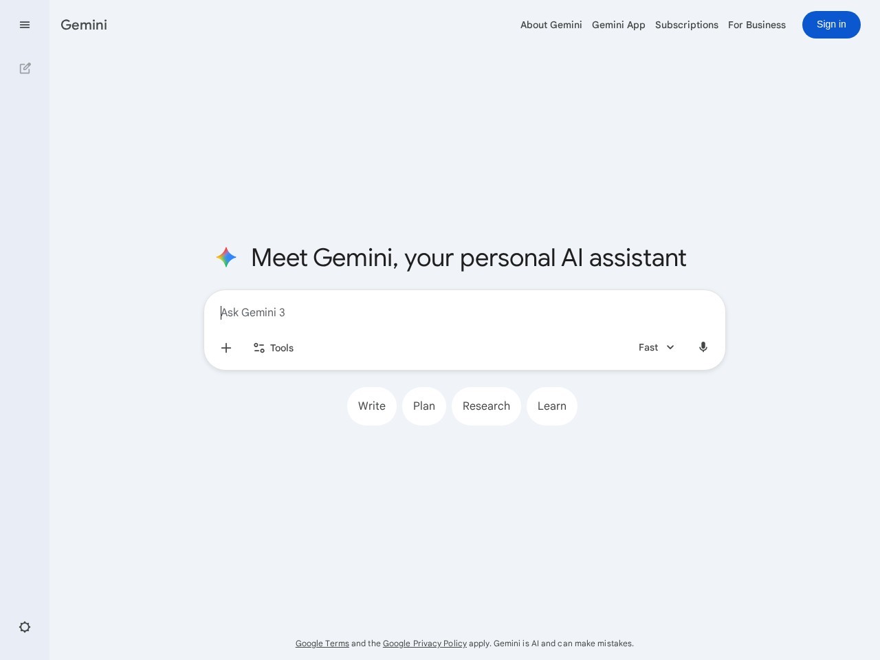 Gemini homepage screenshot