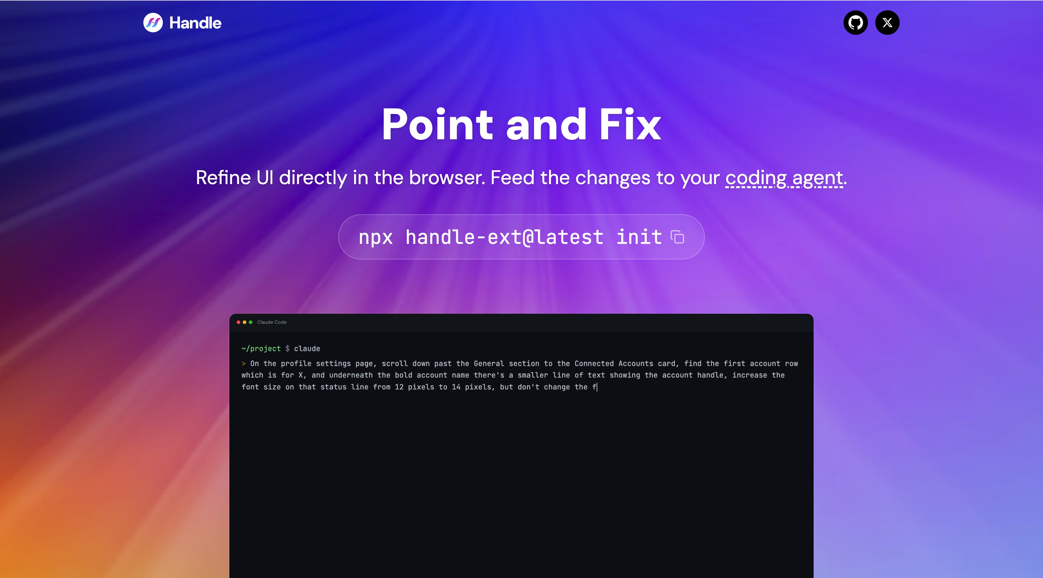 Handle homepage screenshot