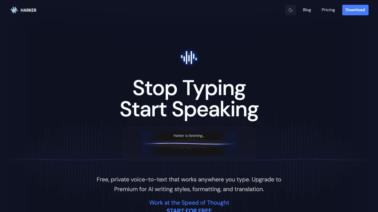 Harker ホームページのスクリーンショット