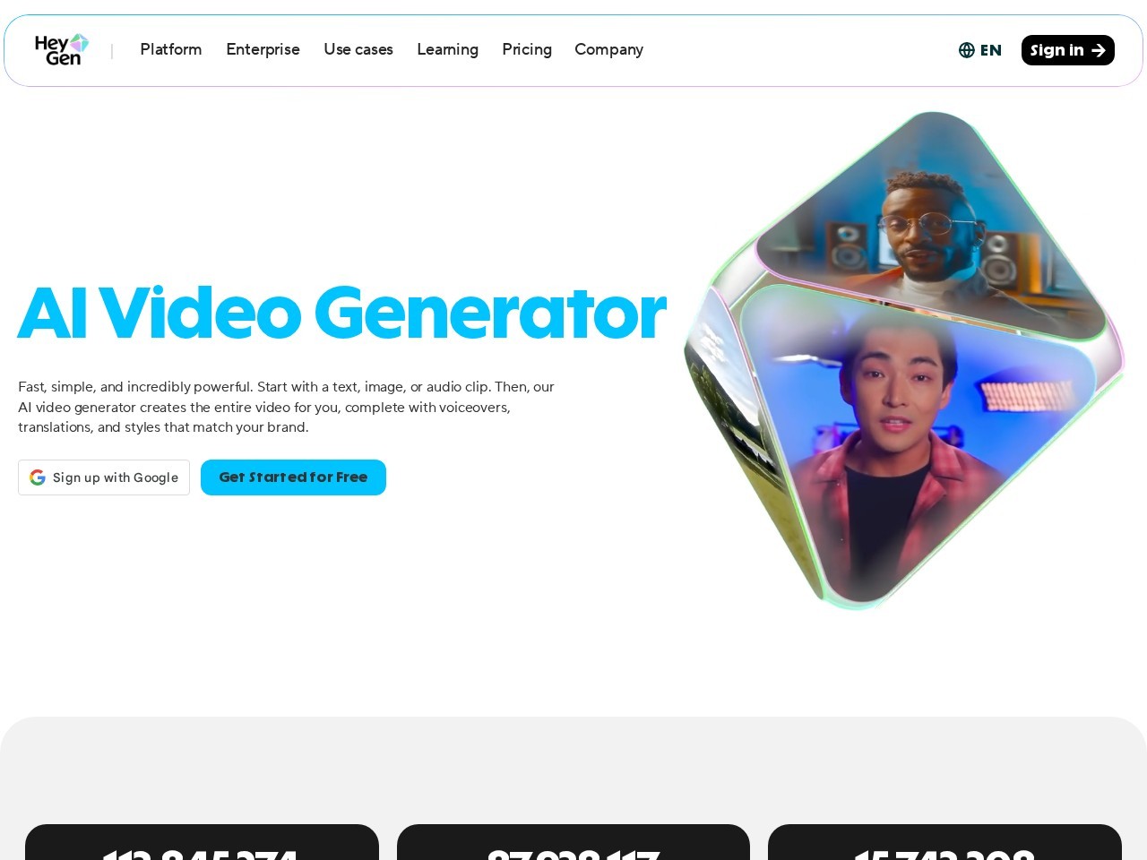 HeyGen 官网首屏截图