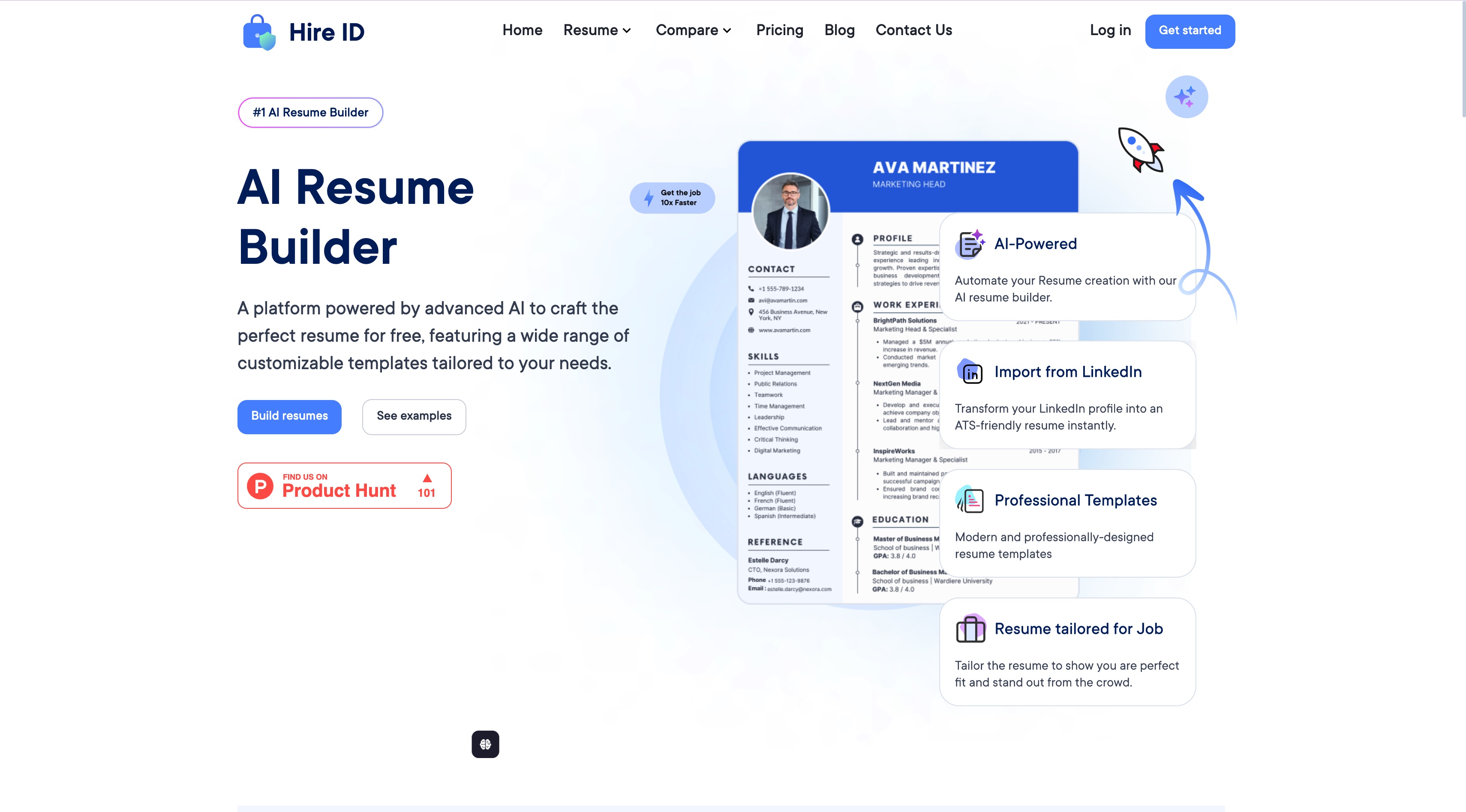 HireID ホームページのスクリーンショット