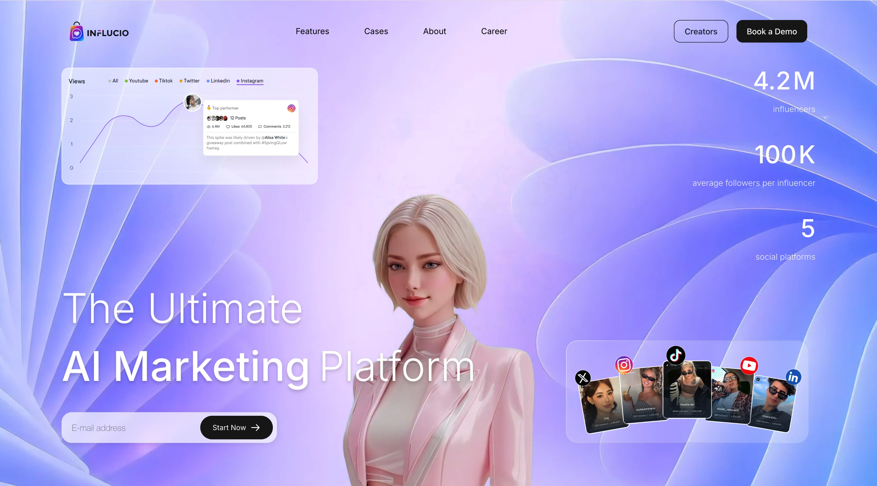 Influcio homepage screenshot