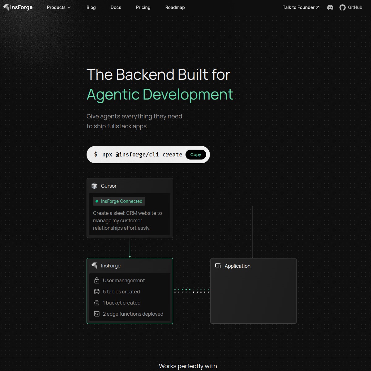 InsForge 官网首屏截图