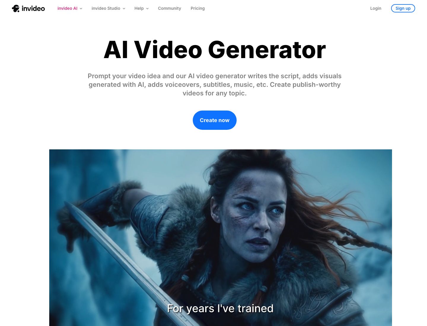 InVideo AI homepage screenshot