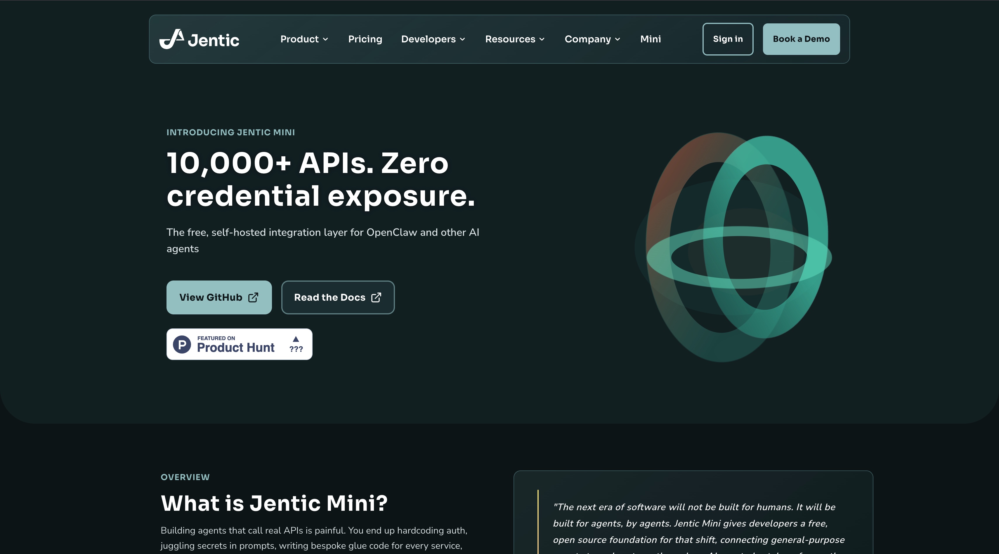 Jentic Mini 官网首屏截图