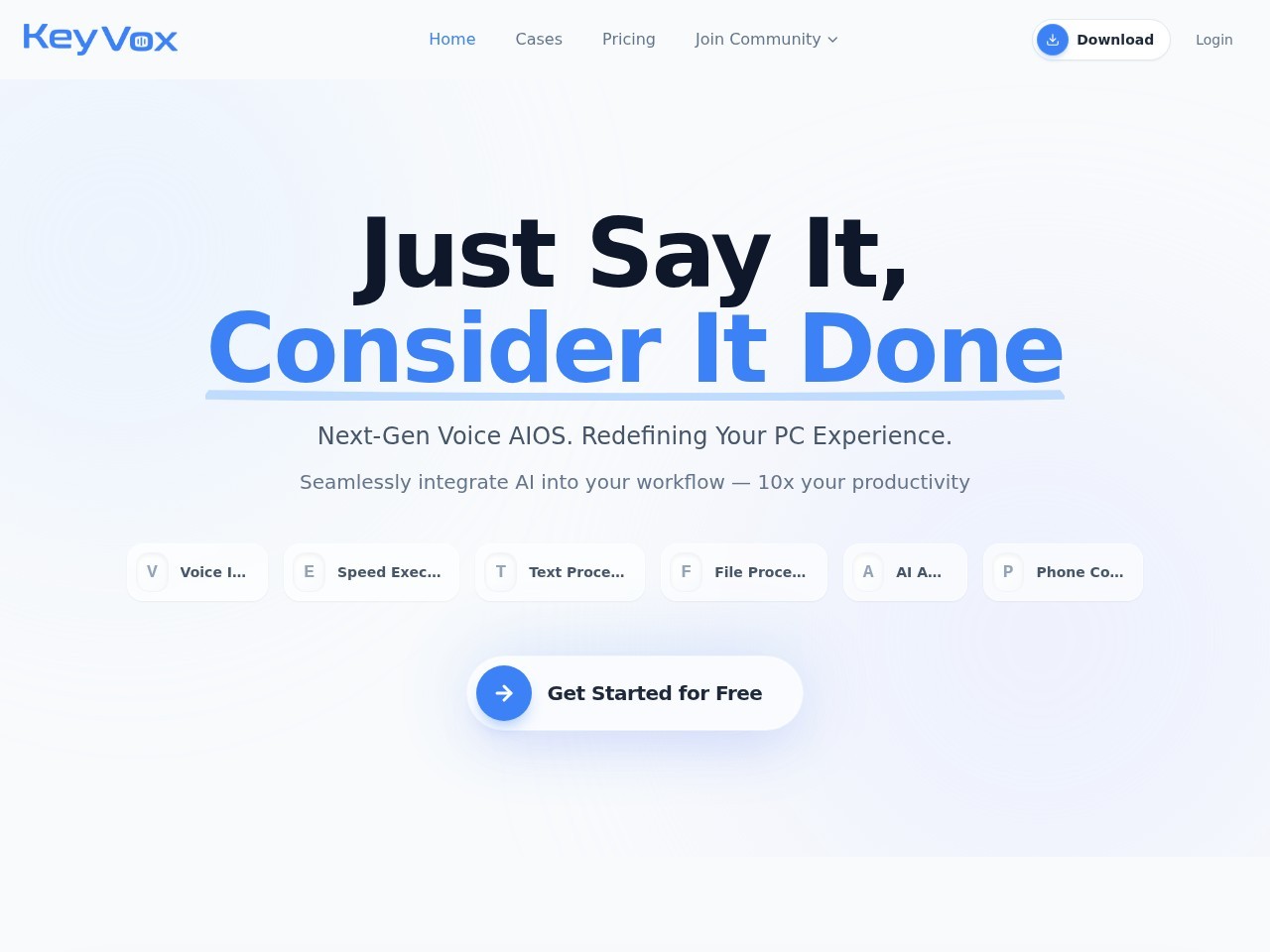 KeyVox 官网首屏截图