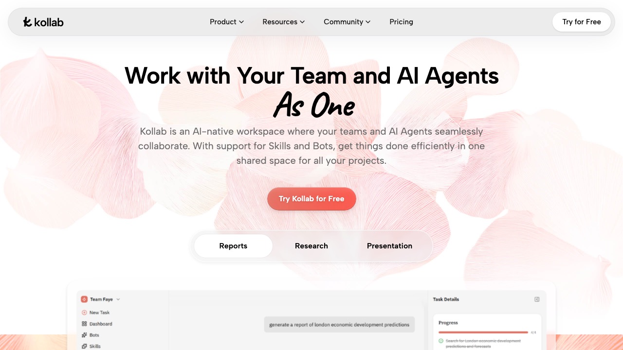 Kollab 홈페이지 스크린샷