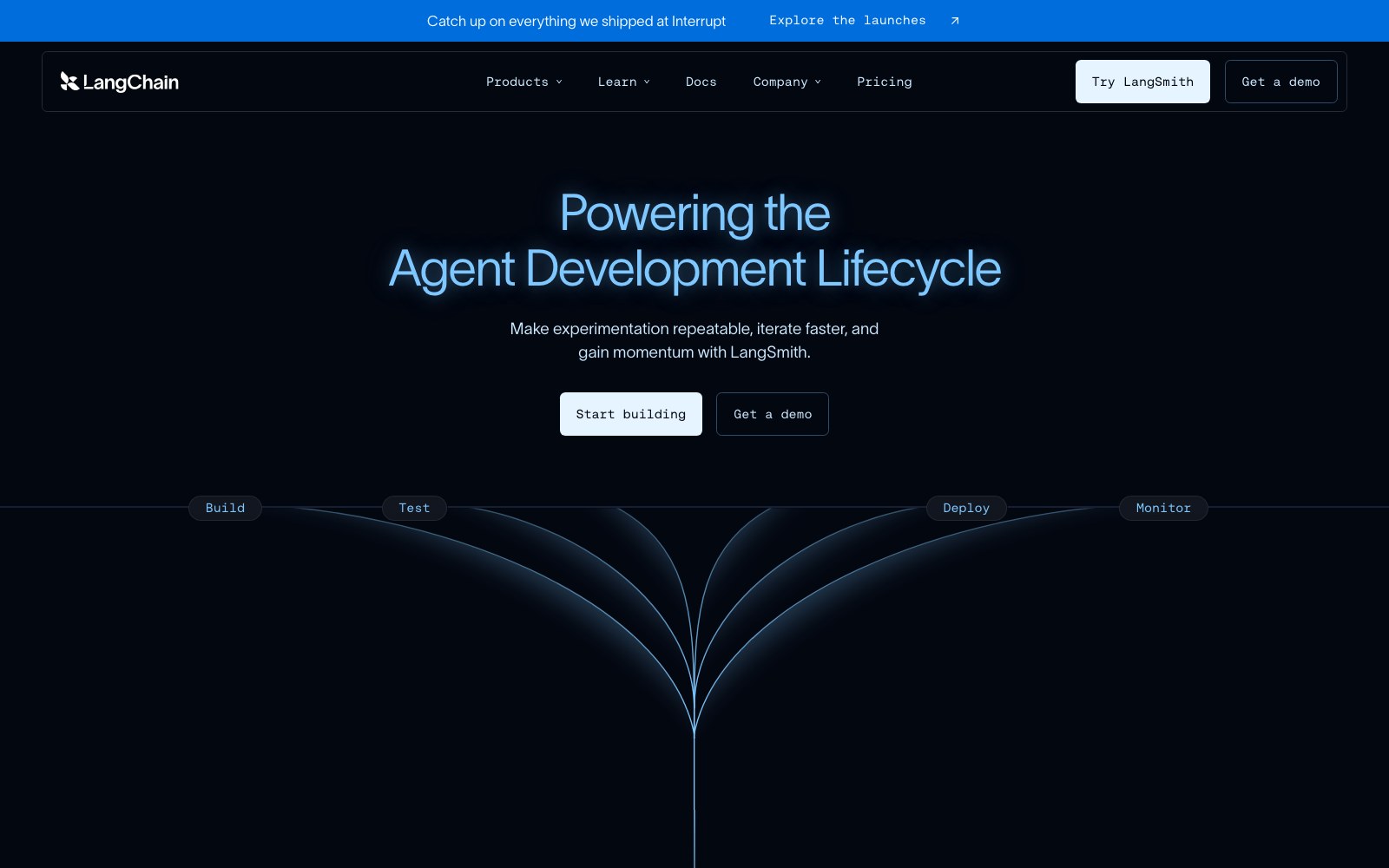 LangChain 홈페이지 스크린샷