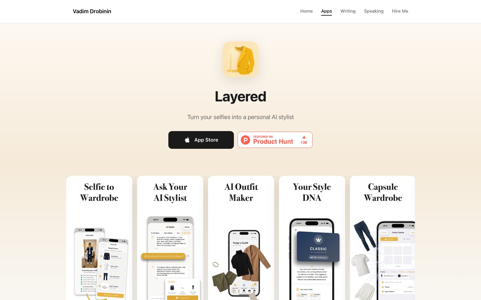 Layered homepage screenshot