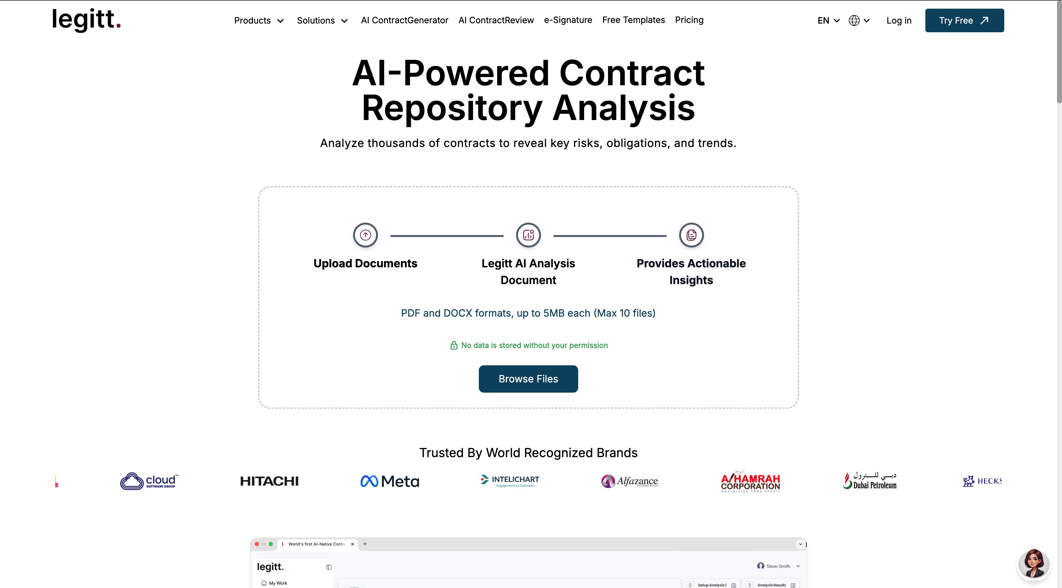 Legitt AI Repo Analyzer homepage screenshot