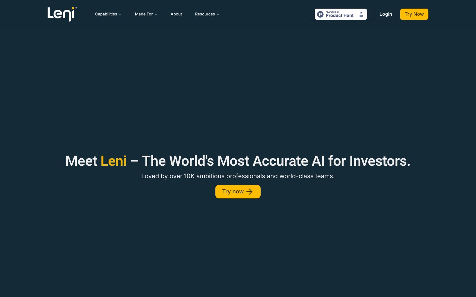 Leni homepage screenshot
