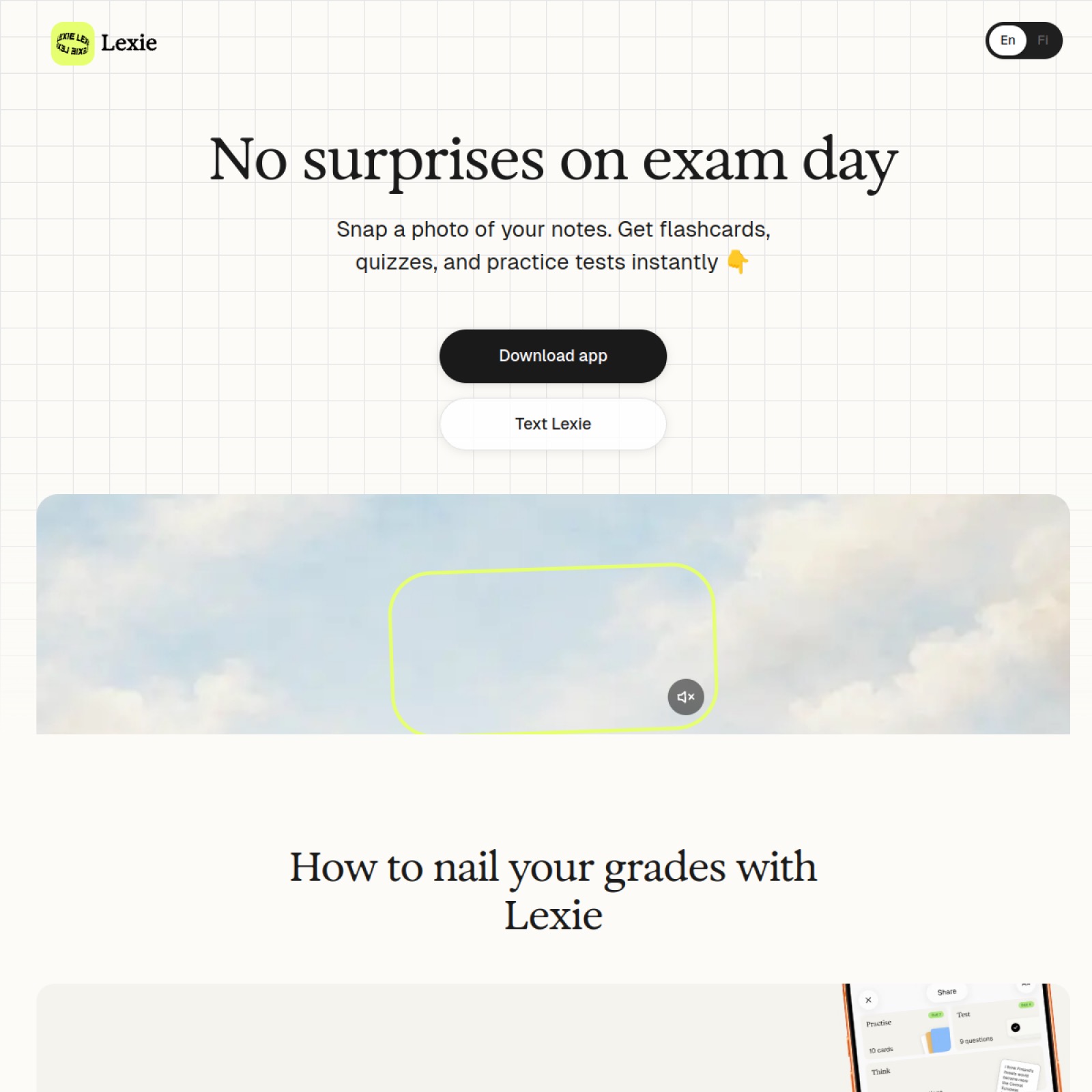 Lexie ホームページのスクリーンショット