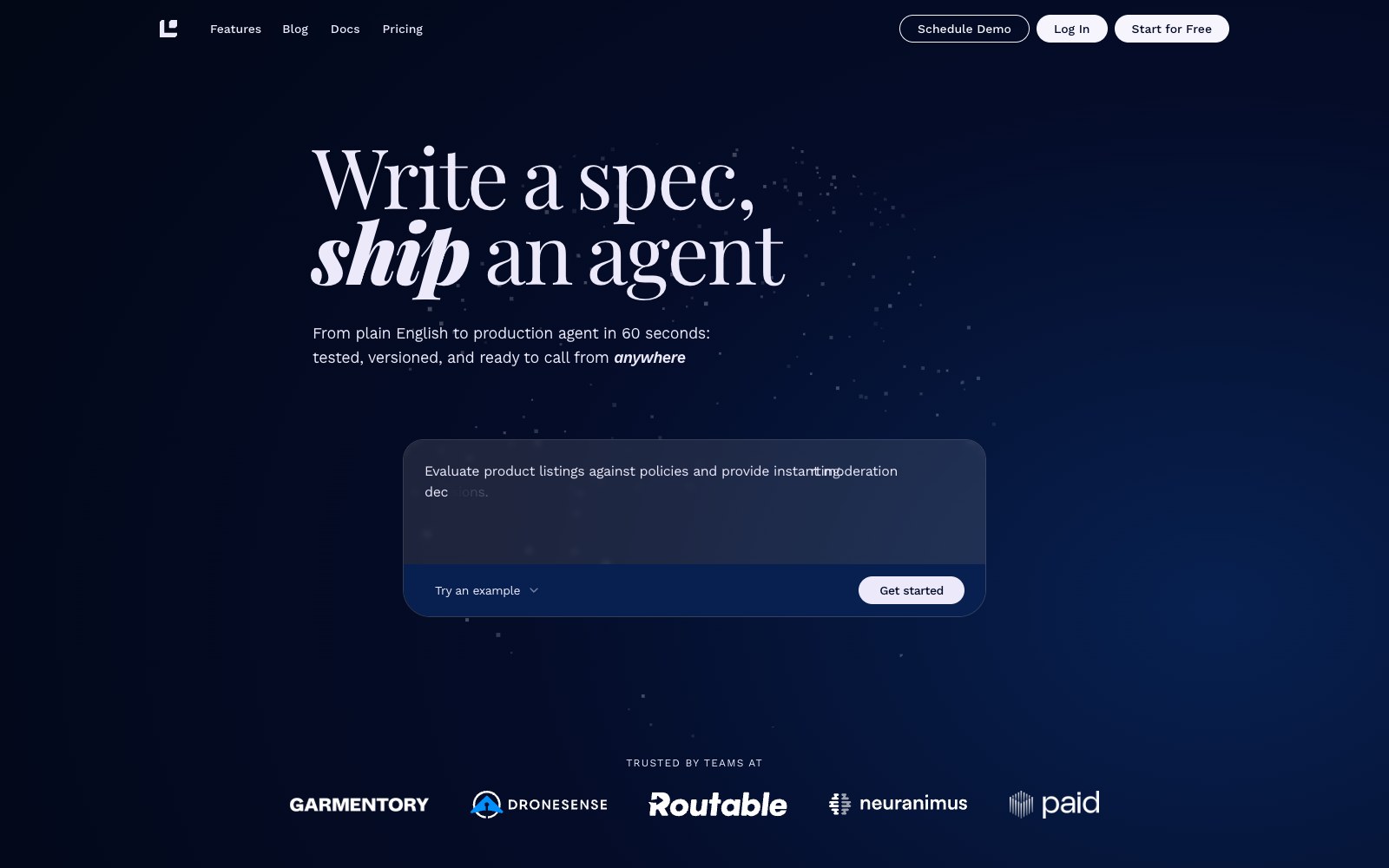 Logic Ship an Agent 홈페이지 스크린샷