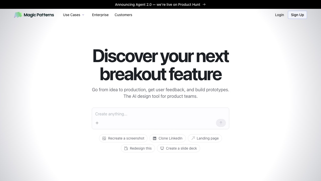 Magic Patterns 官网首屏截图