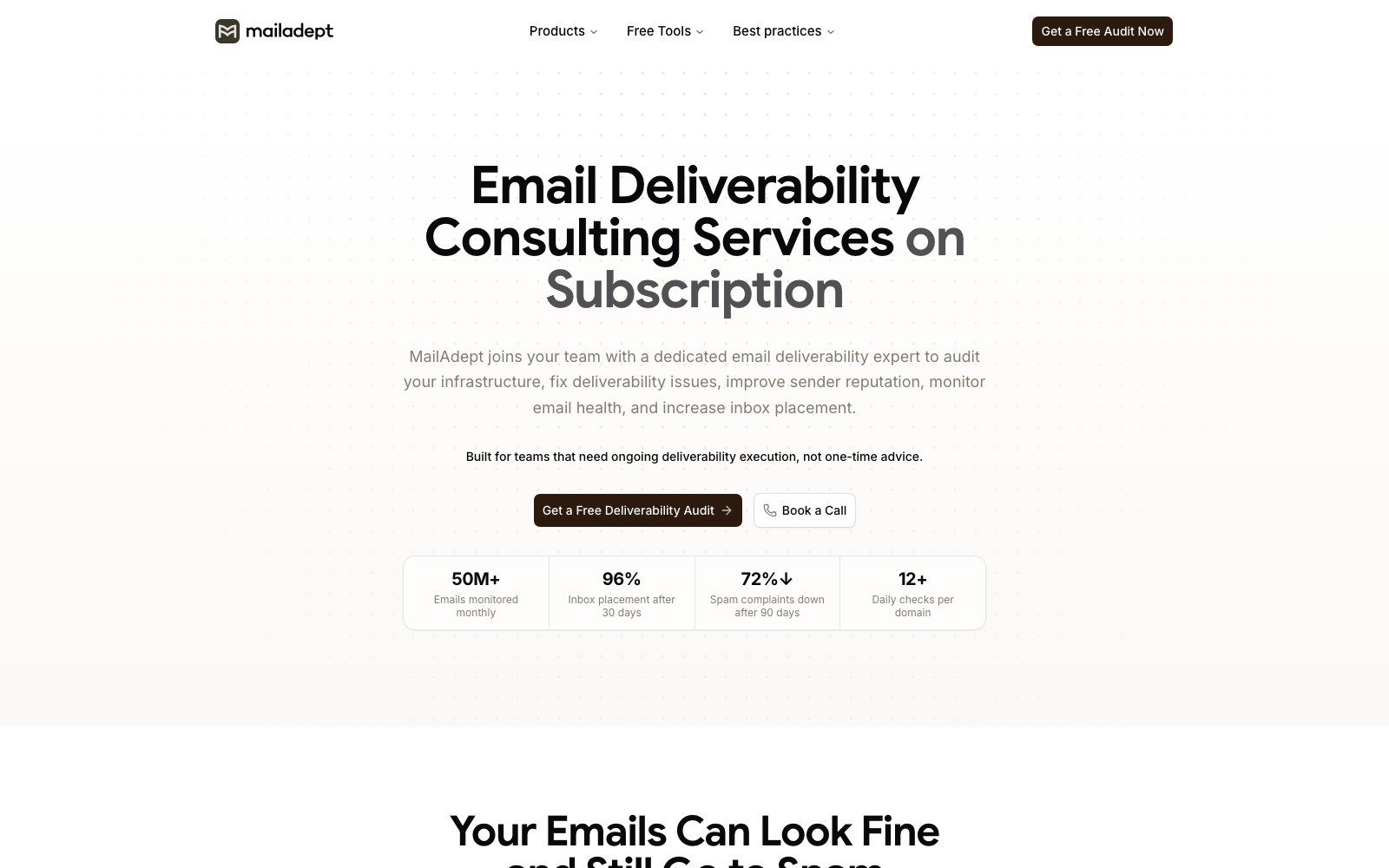 MailAdept ホームページのスクリーンショット