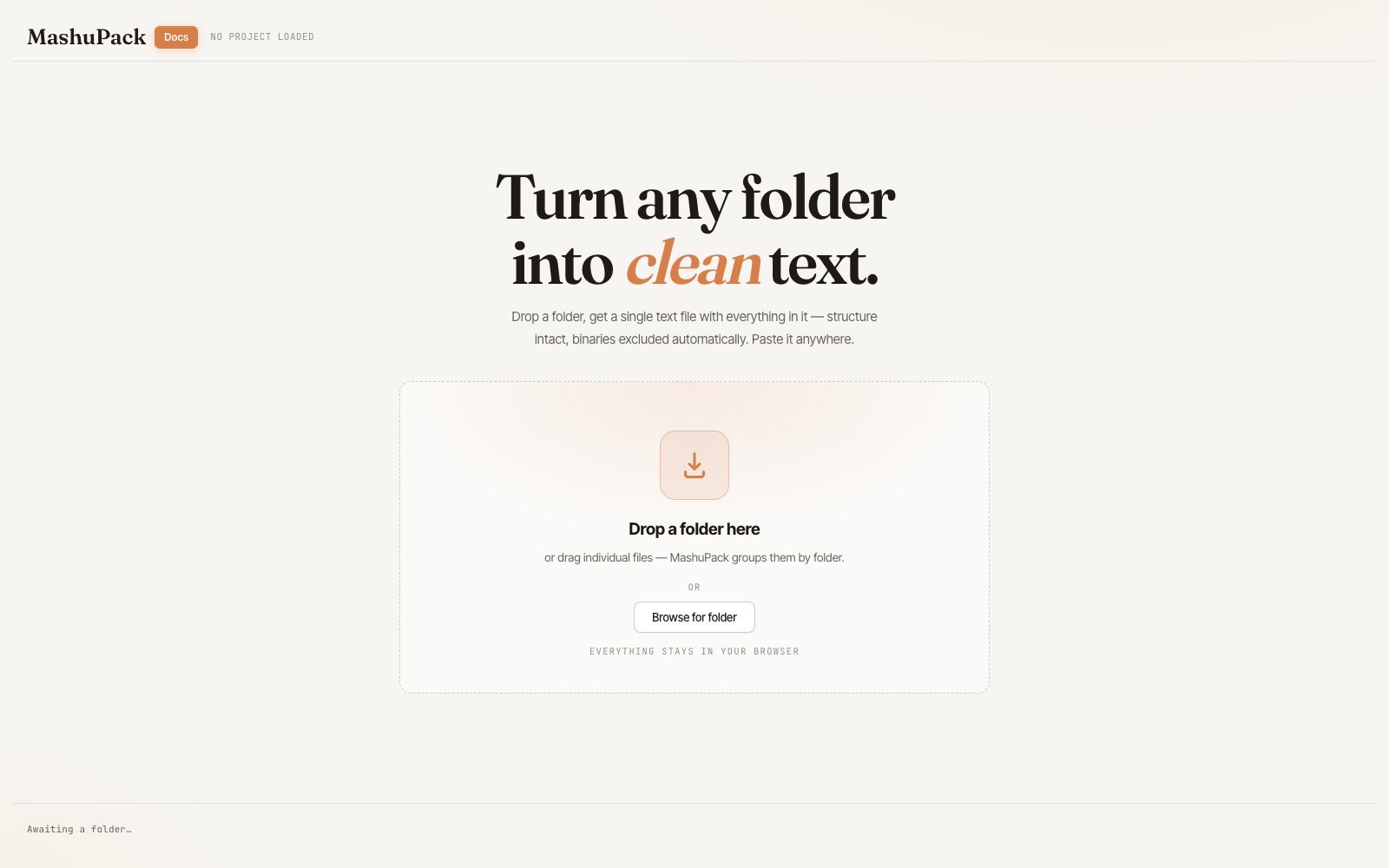 Mashupack homepage screenshot