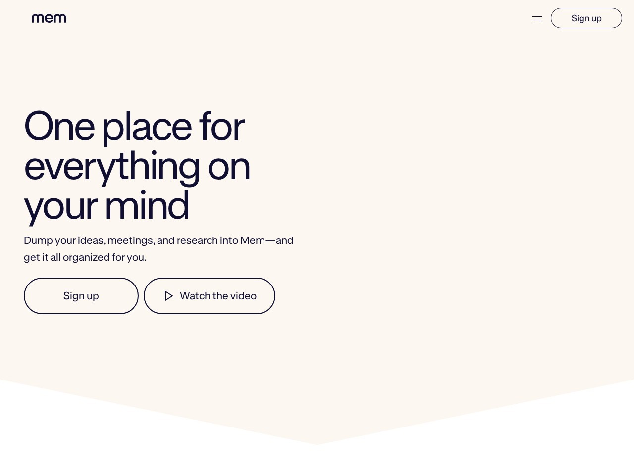Mem homepage screenshot