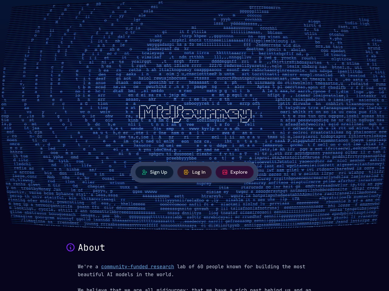 Midjourney homepage screenshot