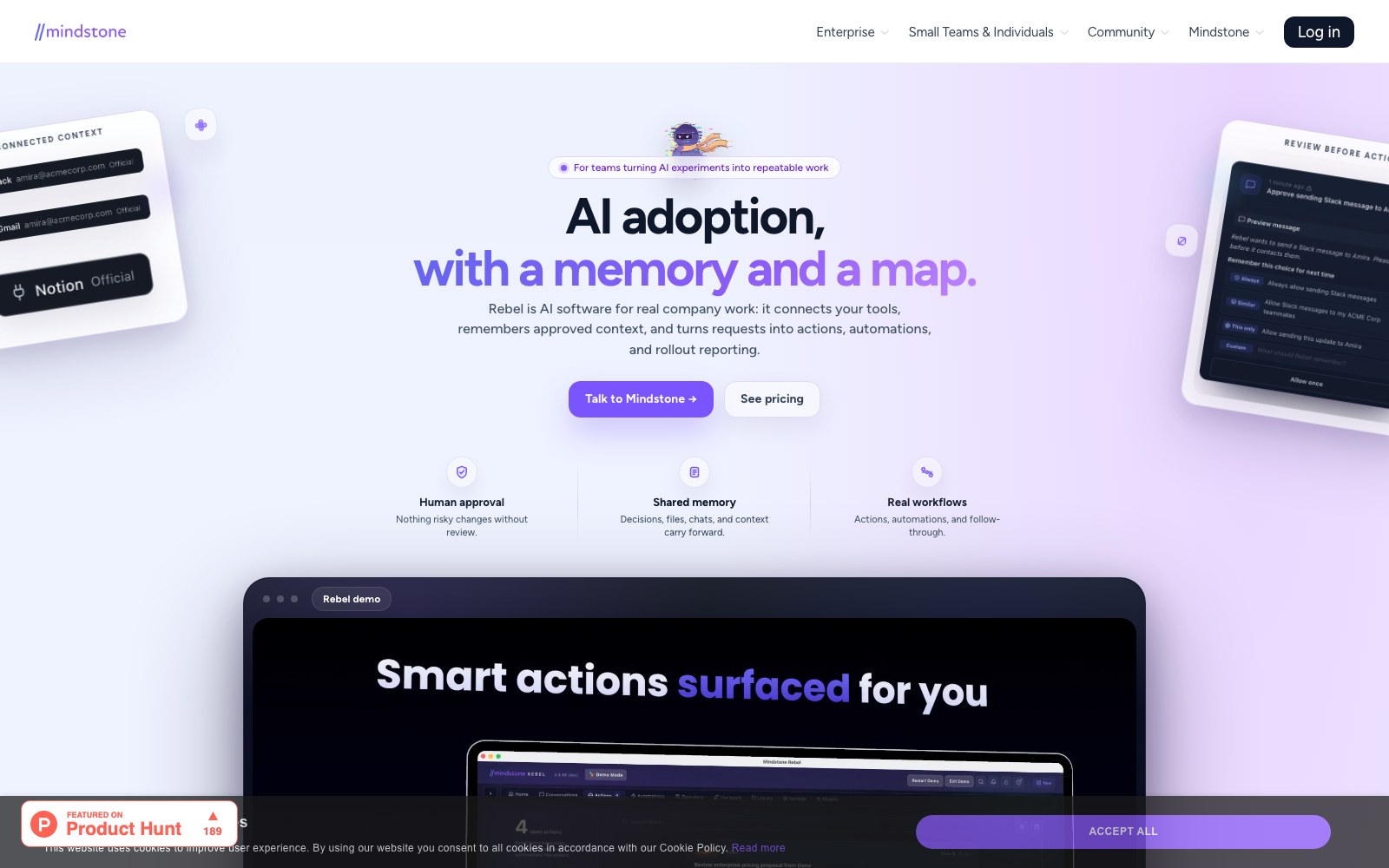 Mindstone Rebel ホームページのスクリーンショット