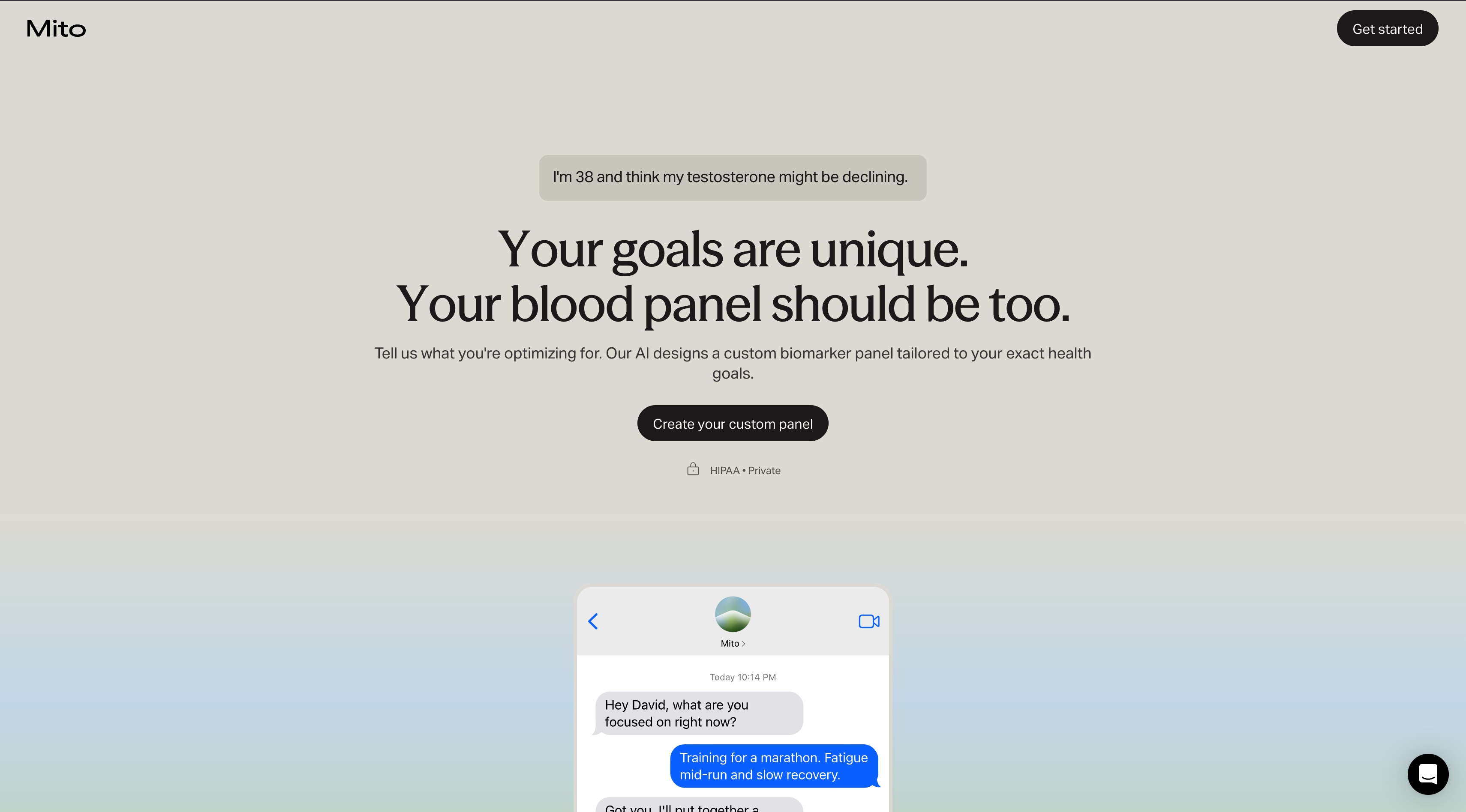 Mito Health 官网首屏截图