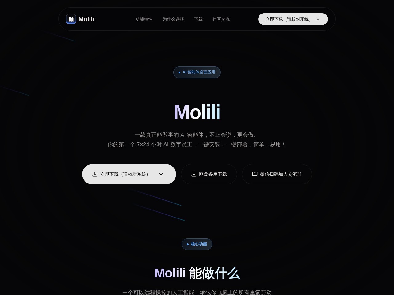 Molili 官网首屏截图