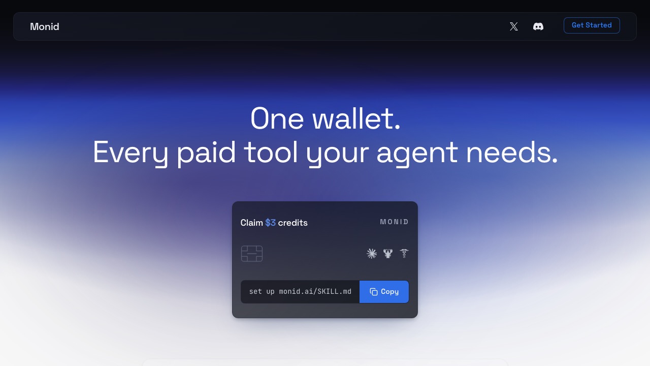 Monid ホームページのスクリーンショット