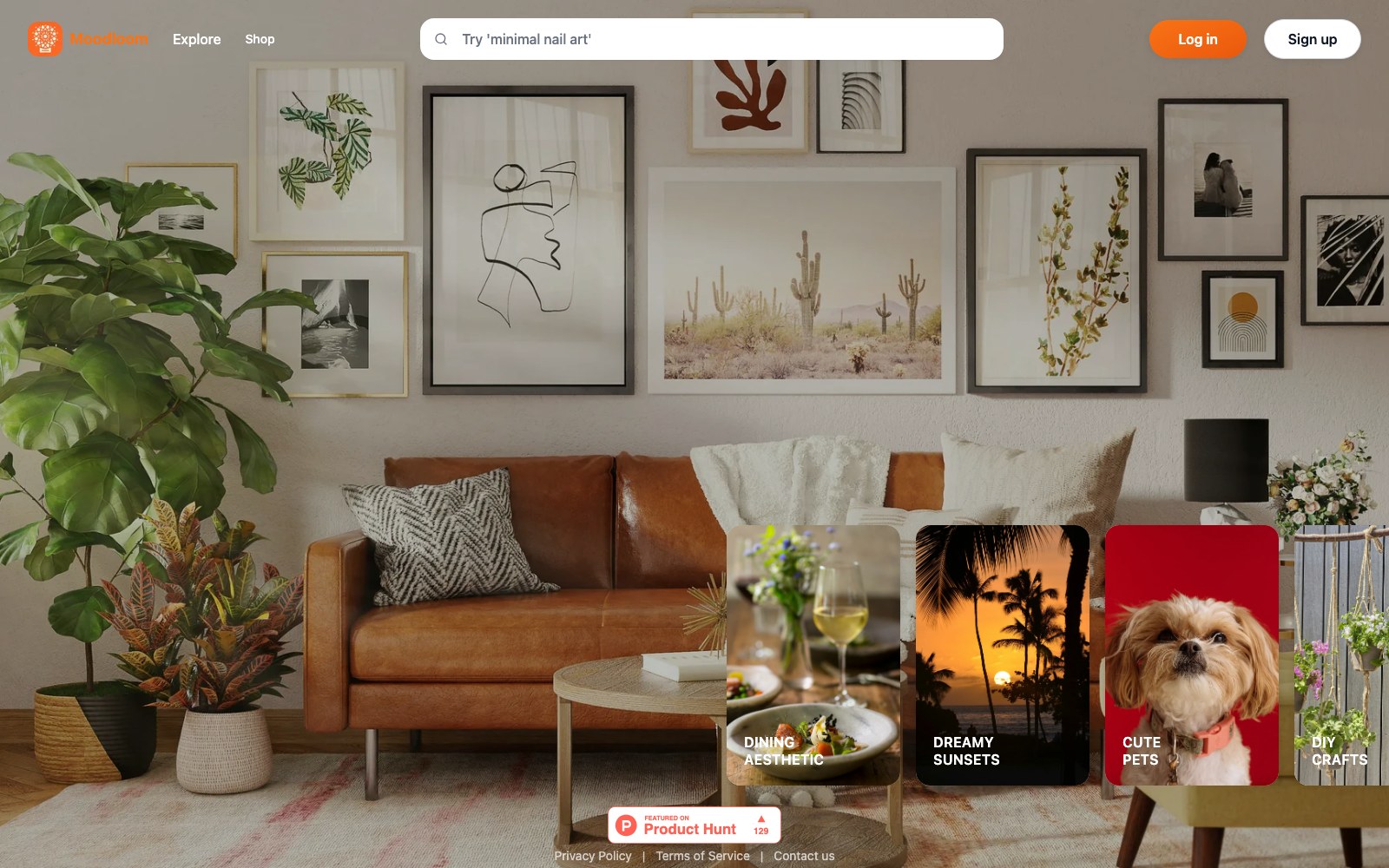 Moodloom homepage screenshot