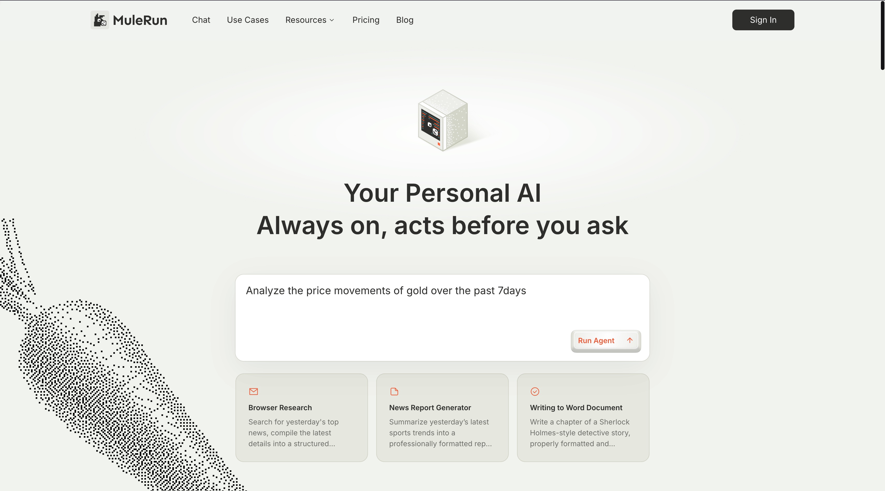 MuleRun 官网首屏截图